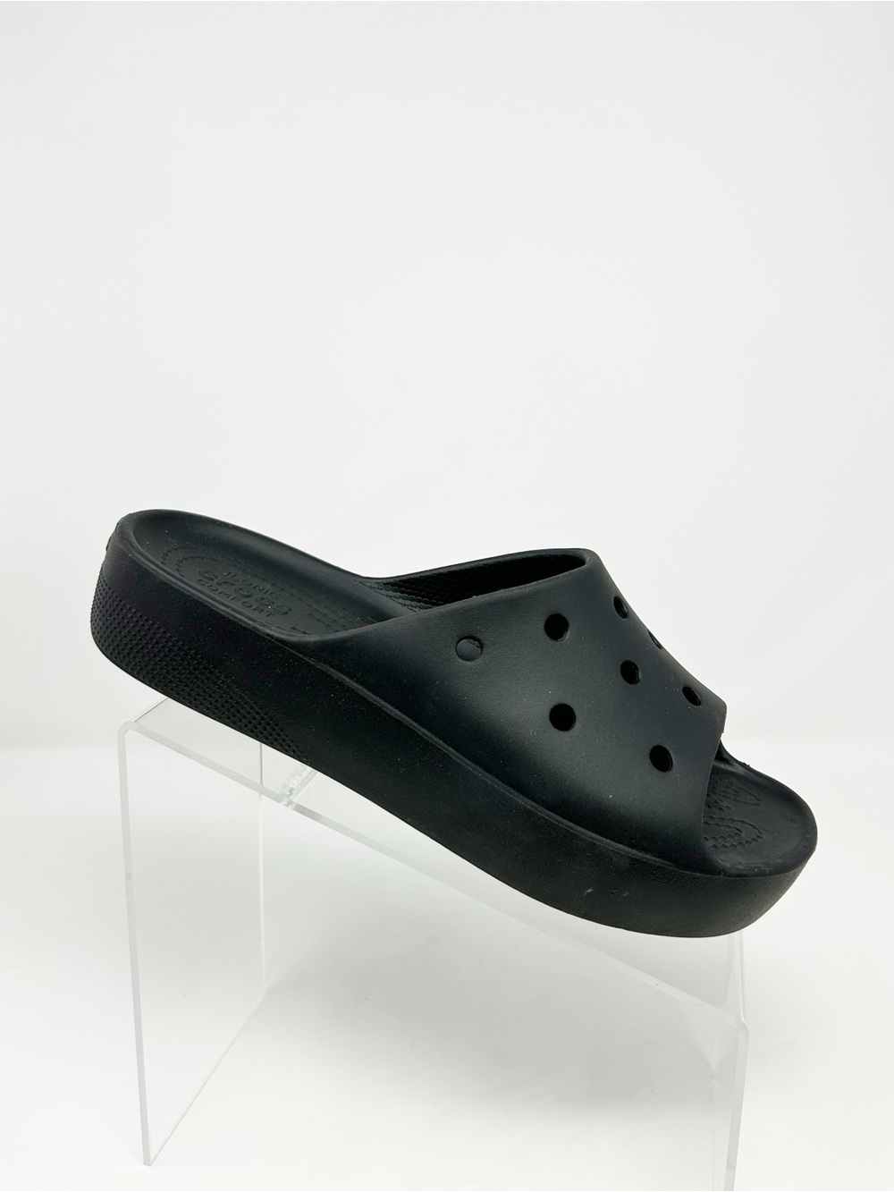 Crocs Classic Platform Slide Sandals Womens Black Slip-On Beach Pool Size 8